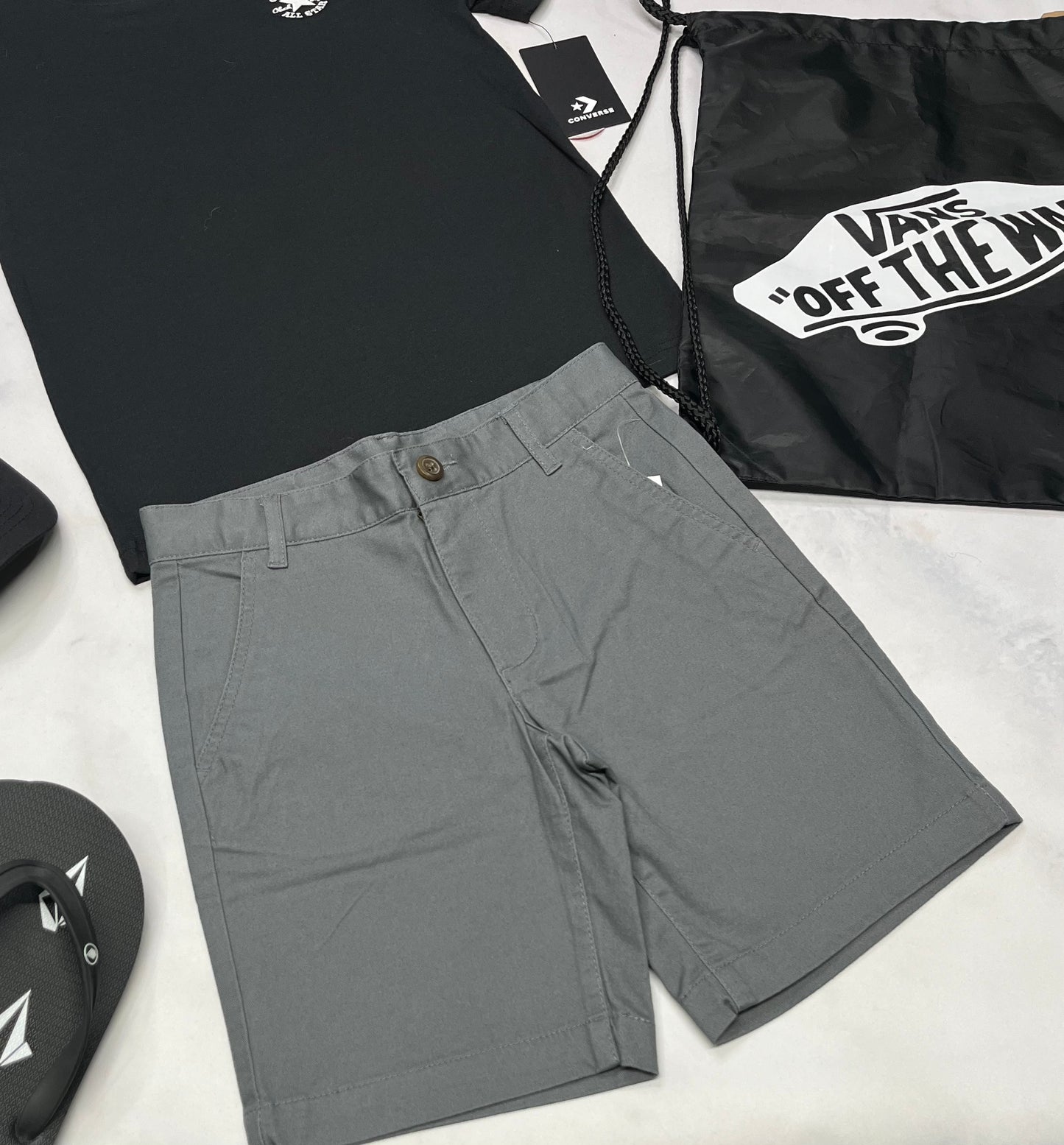 🌵 Bermuda : gris en coton souple 8 et 10 ans garçon ajustable .