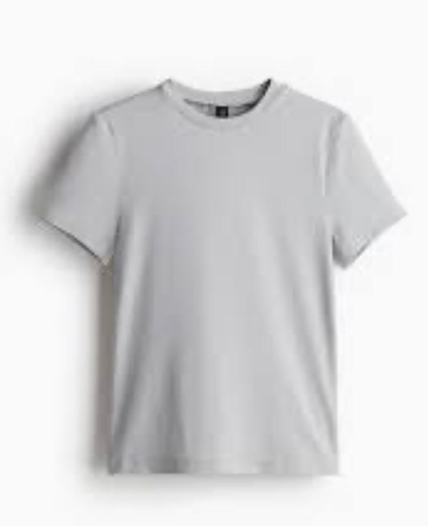 🌿 Manche courte : gris pâle ultra doux et soft ! Stretch ++ fait Small femme neuf !