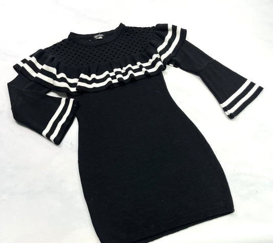 Robe : en tricot beau détails au col manche 3quart évasé look tendance comme neuve ! Small (4-5 ans ) femme .