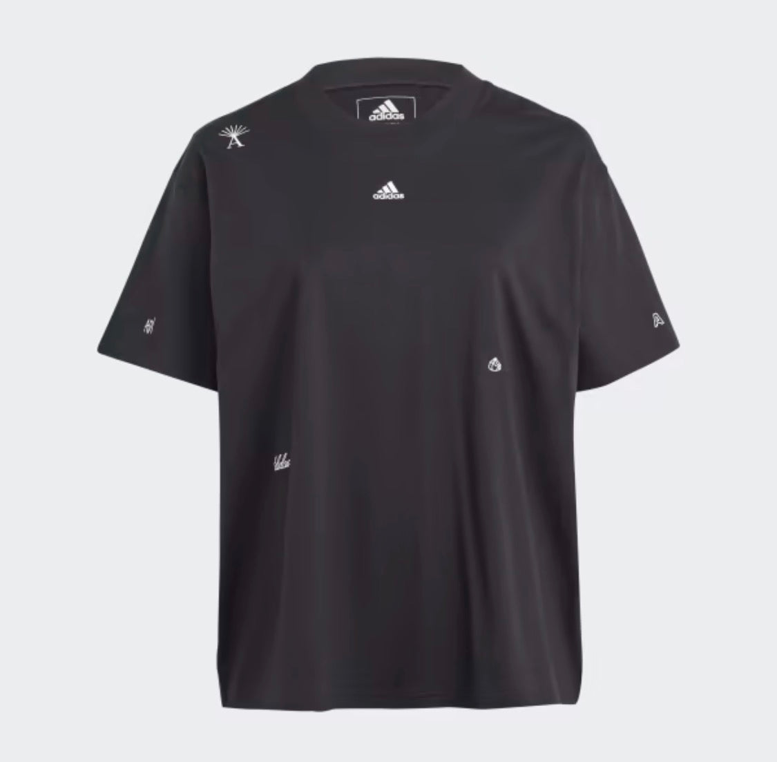 🌿 T-Shirt / tunique : Adidas noir 2XL femme coupe relax  neuf ! Micro logos brodés . Superbe !