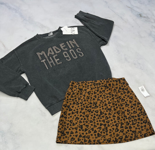 DUO neuf! ouaté ZARA 8-9 ans gris look vieillit + Jupe molle taille stretch 8 ans neuve .