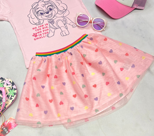 💕 Jupe : cœur avec taille élastique et tulle . +5 ans fille neuve !