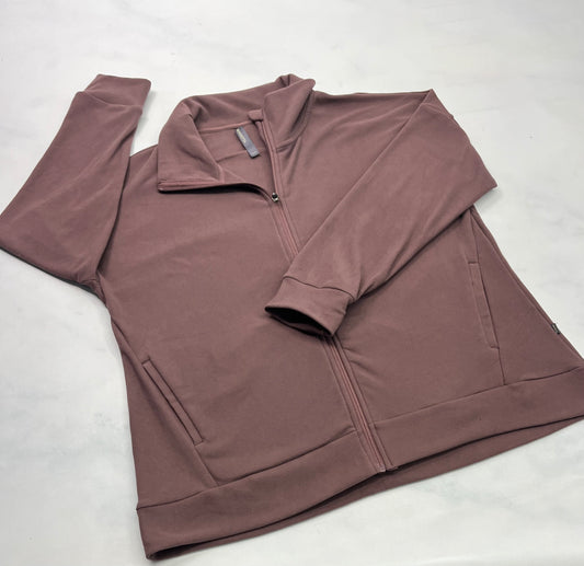 Veste zip : douce couleur vieux rose neuve ! XL/ femme coupe confo .