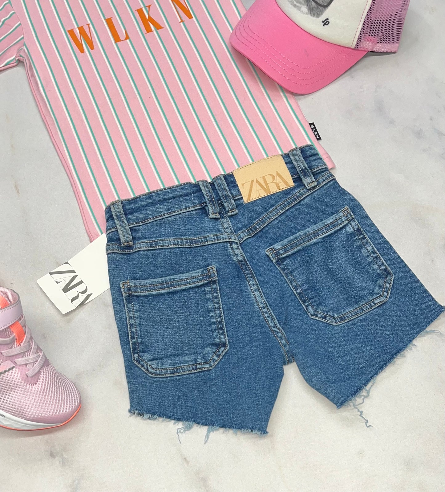 🌸 Short jeans : ZARA + 5-6 ans fille ajustable stretch confo .