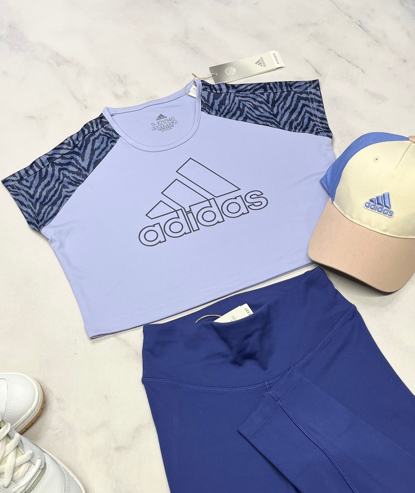 ☀️ Manche courte Adidas : tissu sport Lilas 9-10 ans fille look écourté neuf !
