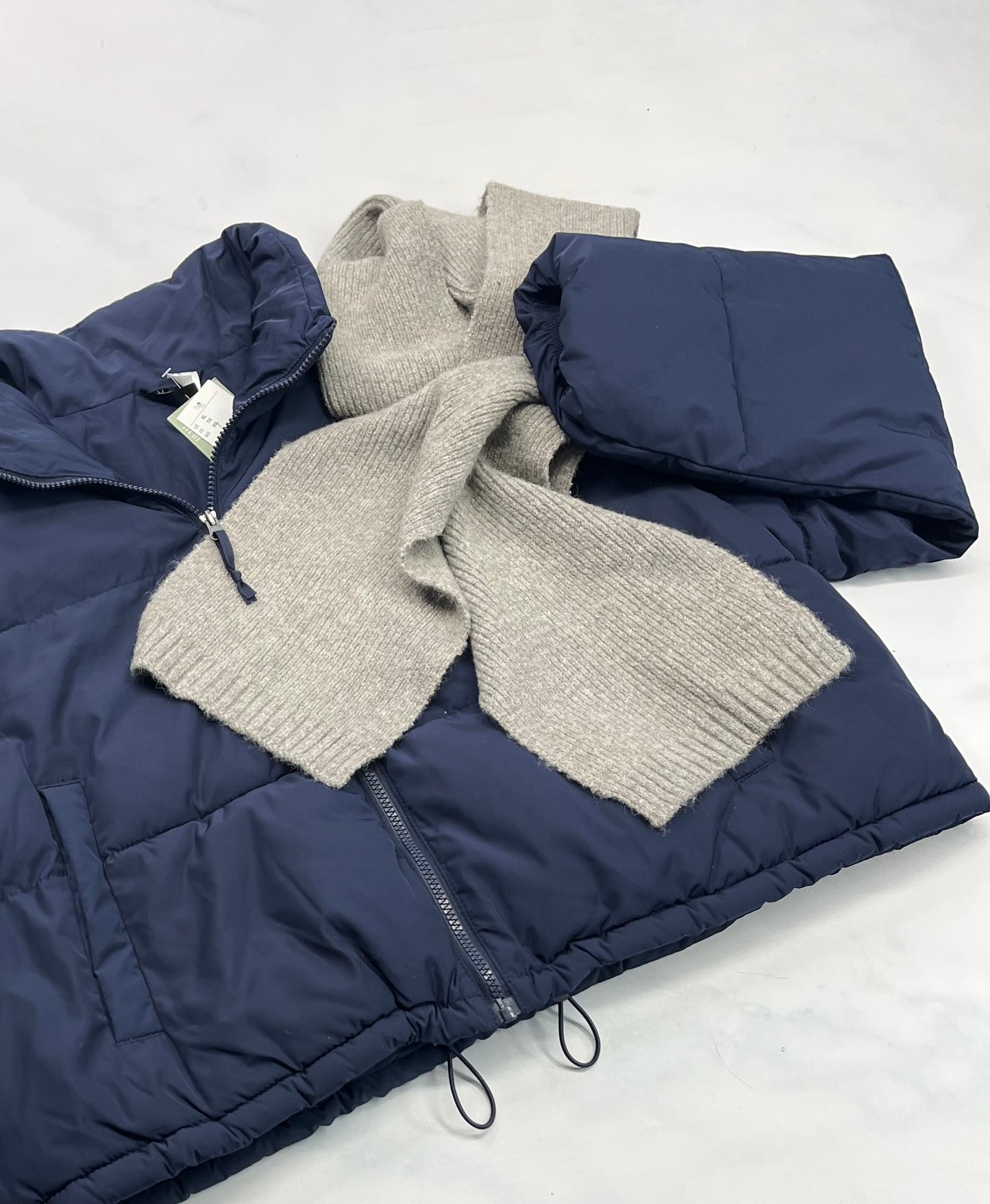 Duo : Manteau d’hiver marine H&M mi hanche XL/ femme coupe confo + Foulard Tag doux stretch neuf !