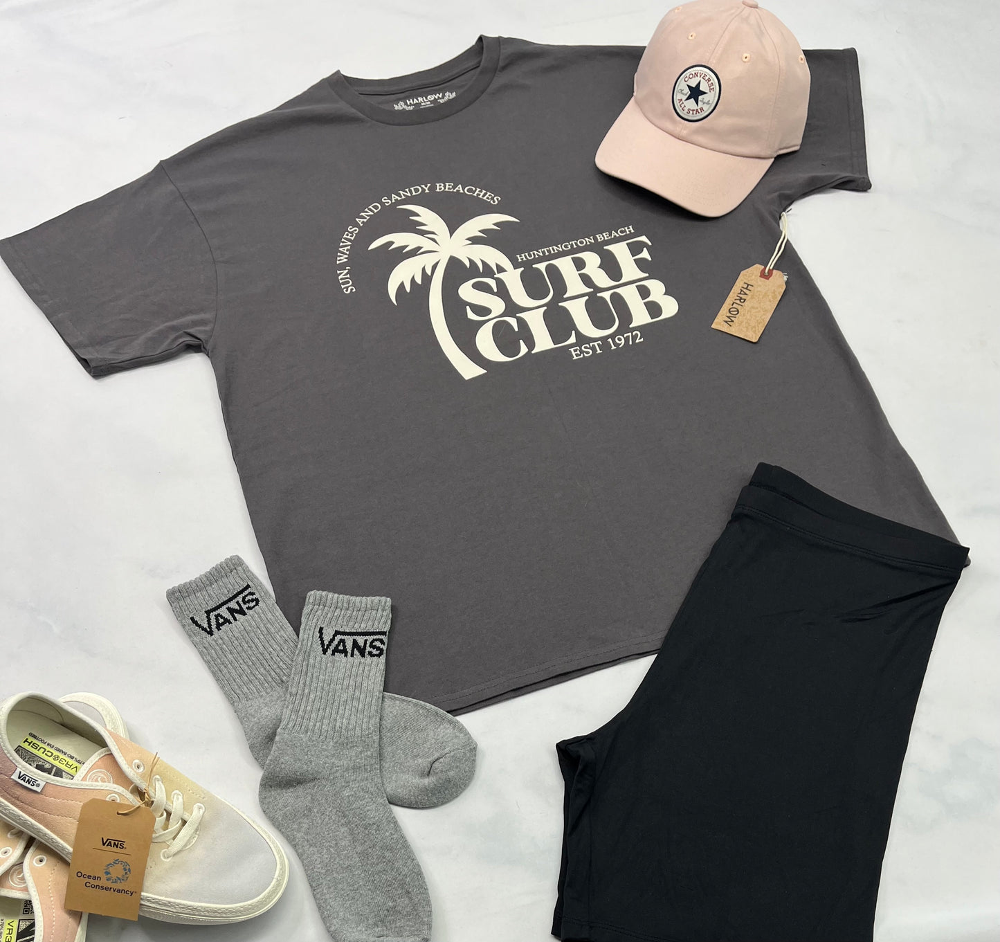 💕 T-Shirt : HARLOW charcoal L/femme look over size neuf !