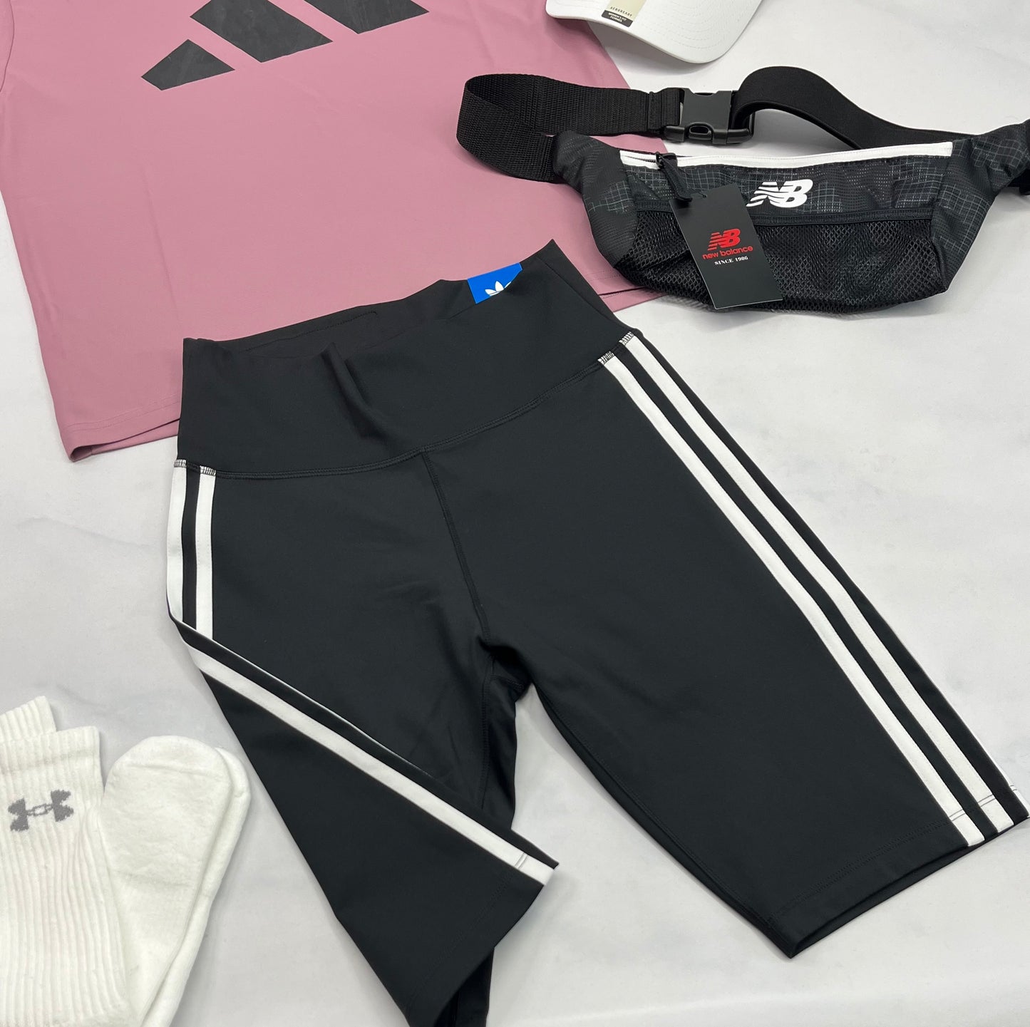 💕 Cuissard Adidas : tissu de sport taille haute neuf ! M/ femme fit stretch .