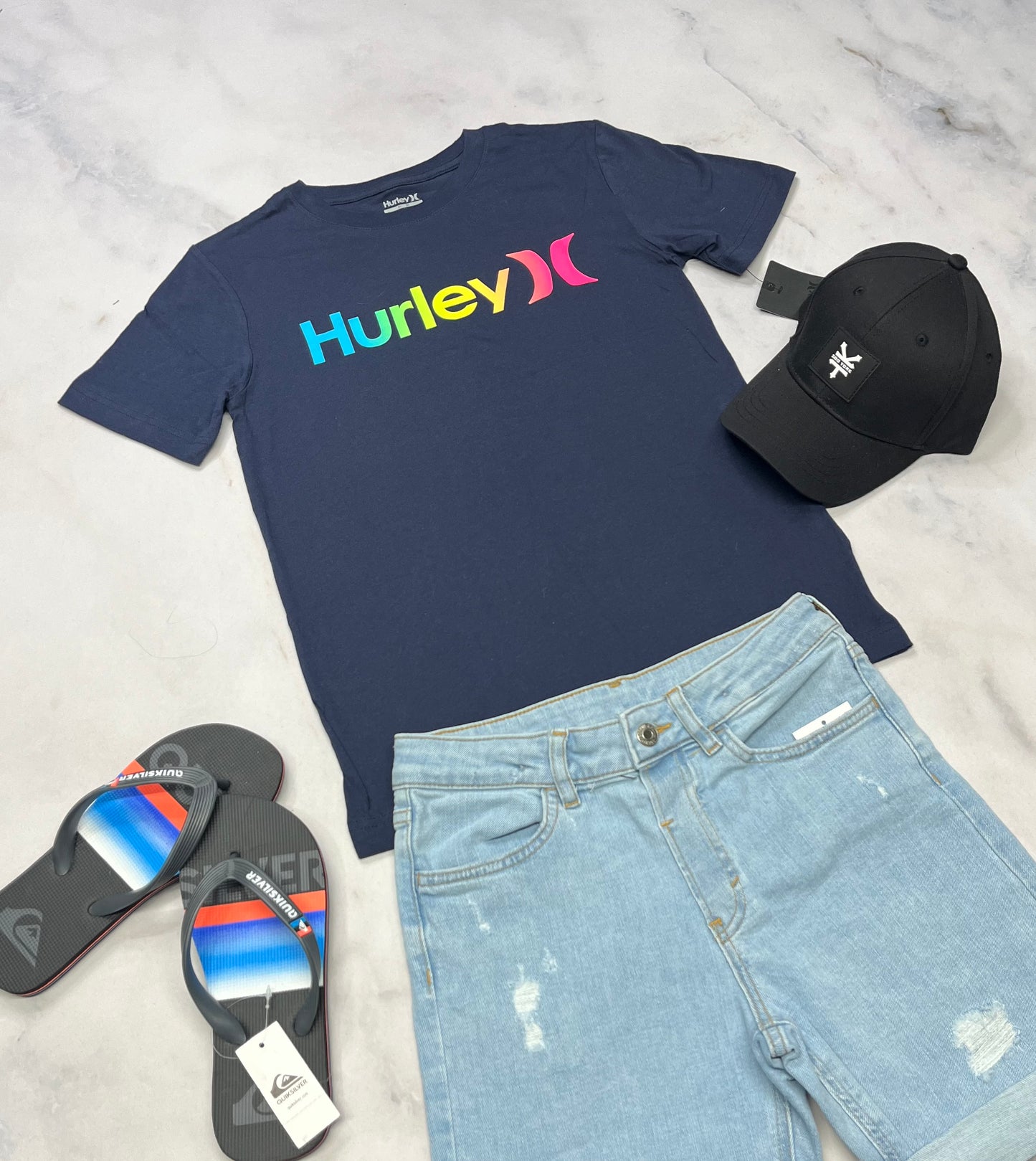 💙 Manche courte : Hurley marine fait 10 ans garçon neuf !