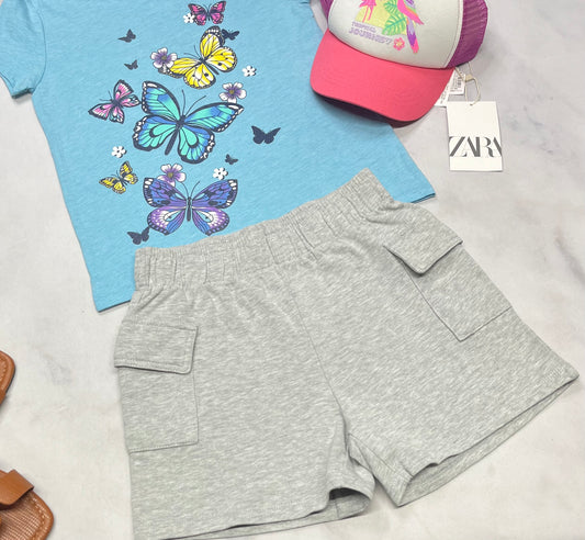 🩵 Short ouaté cargo : + 7-8 ans fille neuve .