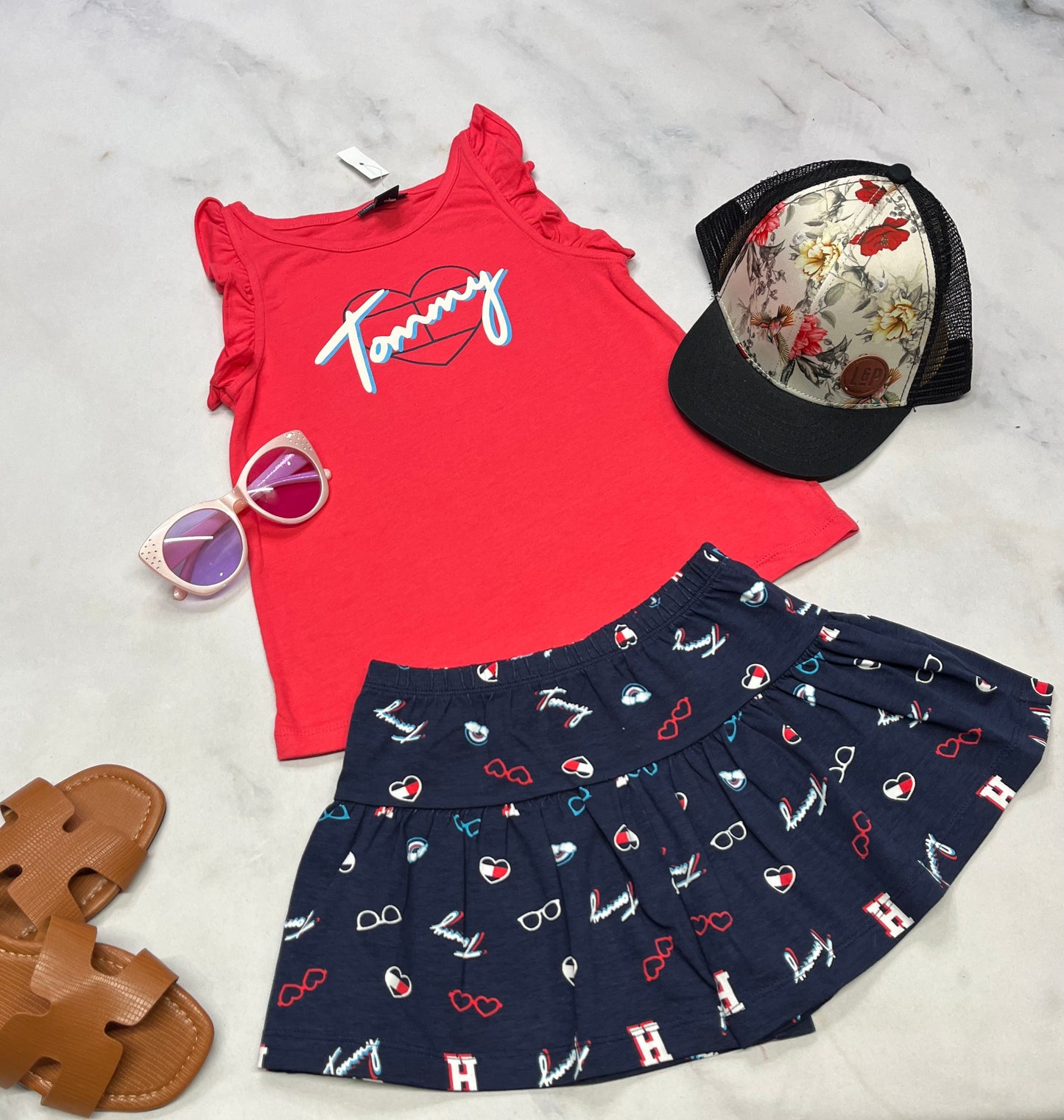 😍 Ensemble : Tommy 2 pièces . Camisole + short effet jupe 6 ans fille neuf !