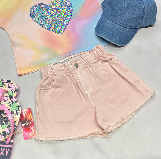 🩵 Short jeans : Rose Blum . Molle confo taille haute élastique! 4 ans fille.