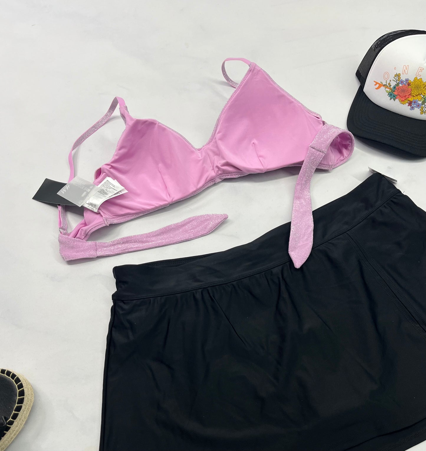 💦 Top : maillot 14 ans XL/ femme ajustable fait ( L-Xl) . Bretelles ajustable tissu scintillant .
